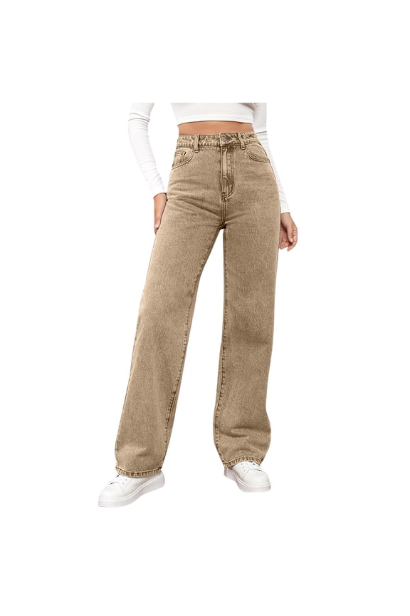 Wide Leg Jeans Women Casual 2025 Plus Size Flare Bell Bottom Bootcut Stretchy Baggy High Wasted Y2K Denim Pants Khaki XL