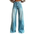 thumbnail image 1 of HKYNLAG Wide Leg Jeans for Women Dark Wash Vintage Baggy Jeans Casual Loose Y2k Streetwear Denim Pants Light Blue 3XL, 1 of 5
