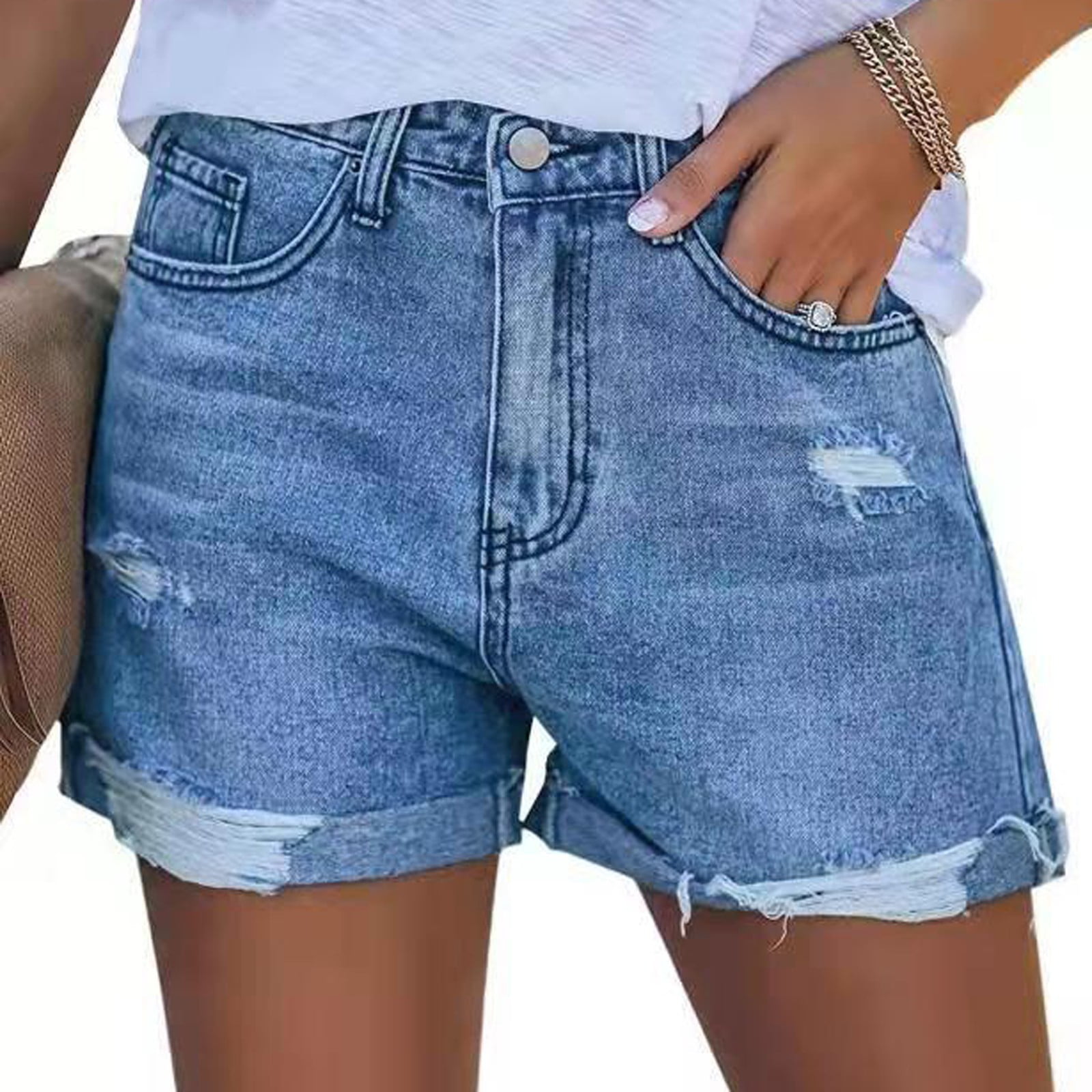 Women's Sea Green Slim Fit Denim Shorts main image 1