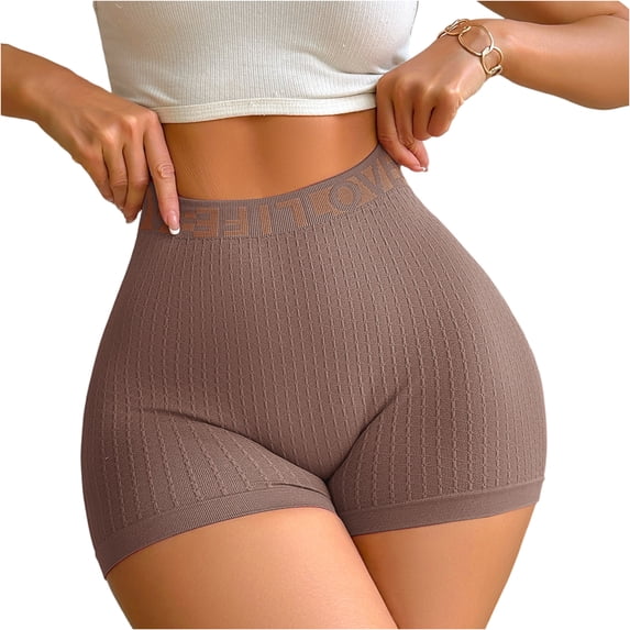 HKYNLAG Women's Boyshorts Panties Seamless High Waisted Boxer Briefs for Ladies Underwear Shorts Brown M