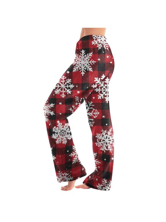 Women's Christmas Pajama Pants Lounge Flannel Xmas Pj Pants Funny Cute Comfy Fall Pajamas Elastic Waist Sleep Bottoms Deep Red XS