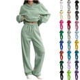 thumbnail image 1 of HKYNLAG Women's Oversized 2 Piece Sweatsuit Set Hoodie Wide Leg Sweatpants Fall Winter Casual Lounge Outfit Dark Gray 2XL, 1 of 7