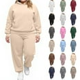 thumbnail image 1 of HKYNLAG Women's Plus Size 2 Piece Outfits Sweatsuits Casual Long Sleeve Set Hooded Tracksuit Pullover Jogger Sweat Pants Set With Pockets Beige M, 1 of 4