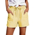 thumbnail image 1 of HKYNLAG Womens Shorts Summer Casual Elastic Waist Drawstring Shorts Striped Lightweight Lounge Short Pants with Pockets Yellow S, 1 of 4
