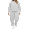 thumbnail image 1 of HKYNLAG Womens Sweat Suits 2 Piece Set Casual Plus Size Drawstring Hoodies Sweatpant Set Athletic Winter Fleece Sweatsuit for Women Running Jogging Tracksuit Women with Pockets Light Gray 3XL, 1 of 3