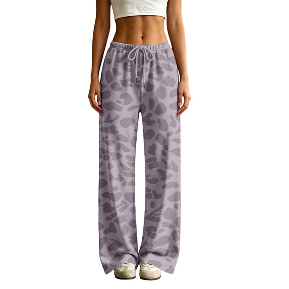 HKYNLAG Womens Sweatpants Leopard Print High Waisted Drawstring Baggy Pants Comfy Fashion Lounge Trousers with Pockets 2XL
