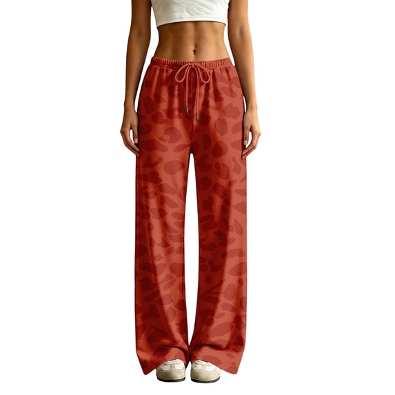 HKYNLAG Womens Sweatpants Leopard Print High Waisted Drawstring Baggy Pants Comfy Fashion Lounge Trousers with Pockets S