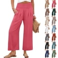 thumbnail image 1 of HKYNLAG Womens Wide Leg Palazzo Pants Summer Beach High Waisted Cropped Flowy Pants 2026 Dressy Casual Trousers with Pockets Gray S, 1 of 5