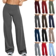 thumbnail image 1 of HKYNLAG Womens Wide Leg Pants No Front Seam Workout Leggings High Waisted Flare Leggings Bell Bottoms Coffee 2XL, 1 of 5