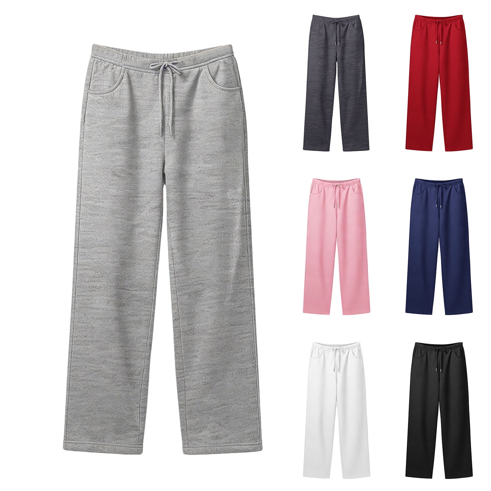 HKYNLAG Womens Wide Leg Sweatpants Solid Color Baggy Sweat Pants ...