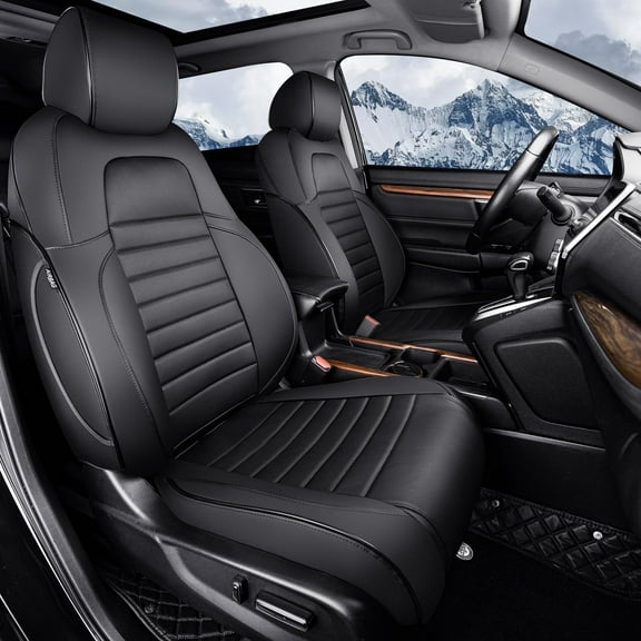 HKZ Custom Fit CRV Seat Covers for Honda CRV 2017 Full Set Breathable Leather Car Seat Cushions Black