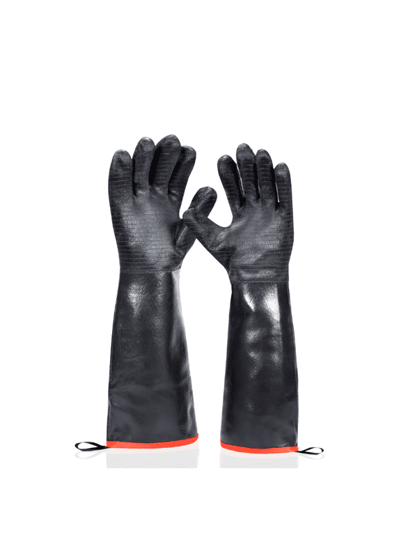 Neoprene Waterproof Heat Resistant Grill Gloves, Black, 17.72 in, 1 Pair