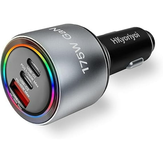 HKyoriyoi USB C Car Charger Adapter with Super Fast Charging, PD3.1 140W/PD3.0 100W