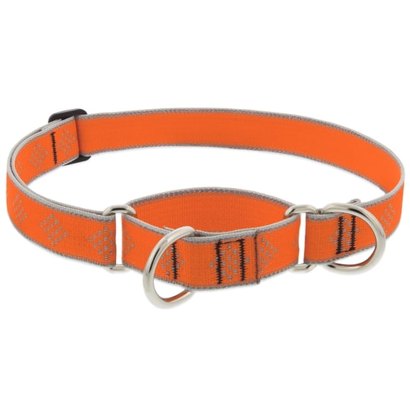 HL 1in Orange Diamond 15-22 Martingale Dog Collar