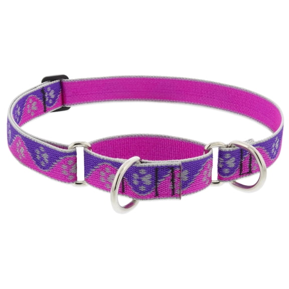 HL 1in Pink Paws 15-22 Martingale Dog Collar