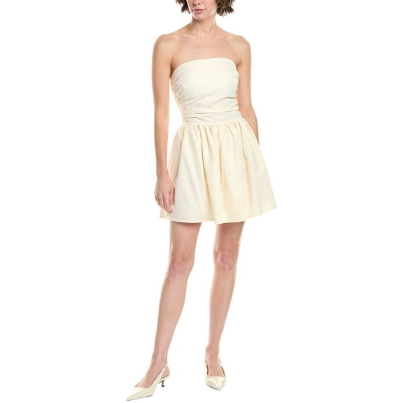 HL Affair womens  Ruched Tie Waist Mini Dress, s, Beige