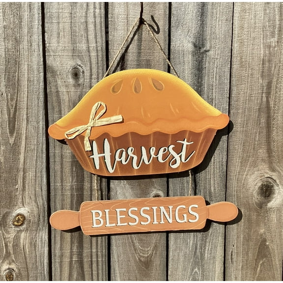 HL Fall Decor - Harvest Blessings Pumpkin Pie Rolling Pin Sign