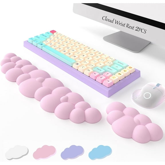 HL High Density Memory Foam Keyboard Wrist Rest for Office/Computer/Laptop/Gaming/Mac, Pink, 2 Pack