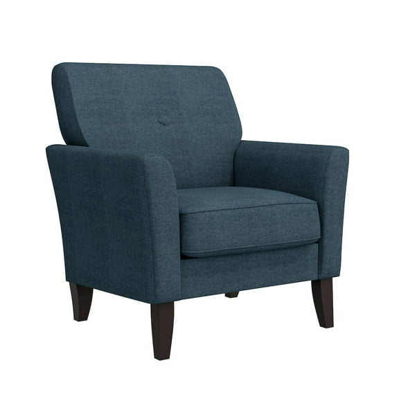 HL Home Furnishings Alex Transitional Flared Arm Armchair in Blue Velour