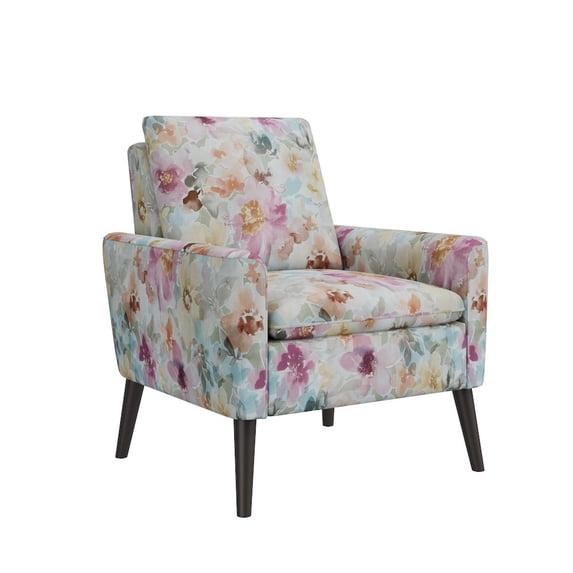 HL Home Furnishings Allyson Mid-Century Modern Armchair in Pastel Pink Floral