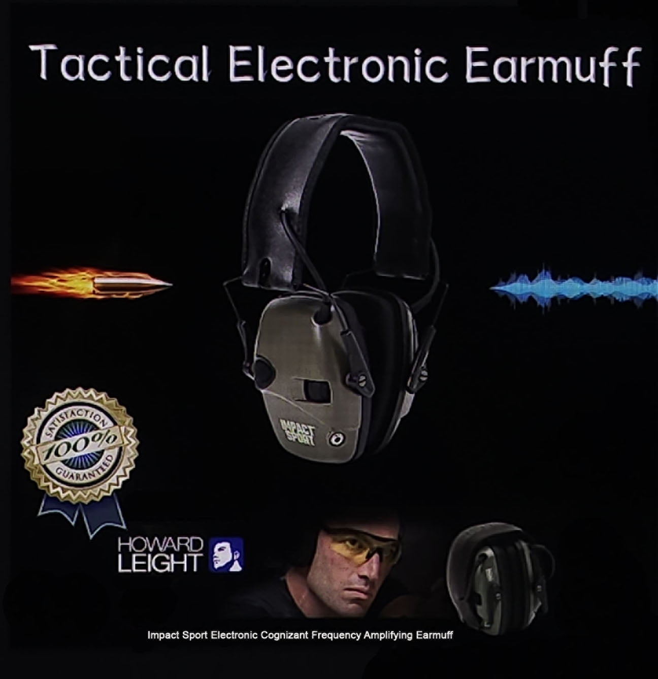 Howard Leight Impact Sport-Electronic Earmuff w/ Active Noise Cancellation & Twin Directional Sound Amplifying Microphones