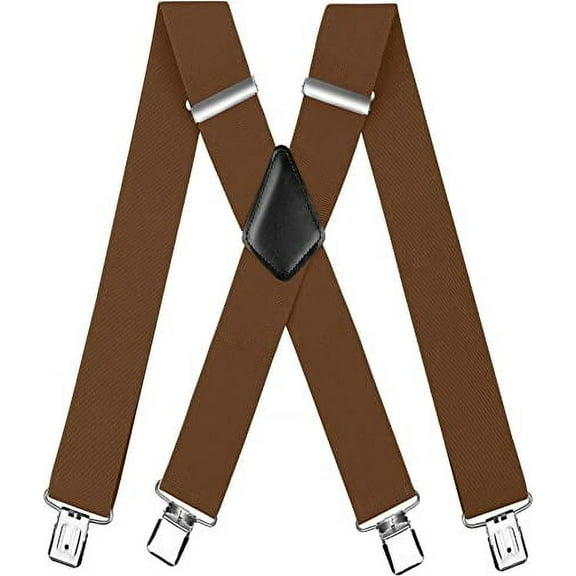 HL Men's Suspender Trousers Braces with Strong 2 inch Wide 4 Clips Heavy Duty for Men X Style Adjustable Suspenders