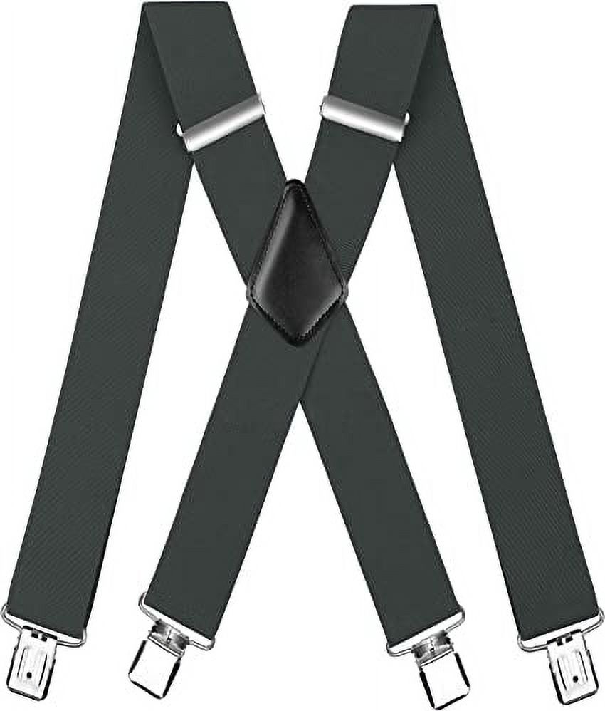 HL Men's Suspender Trousers Braces with Strong 2 inch Wide 4 Clips Heavy Duty for Men X Style