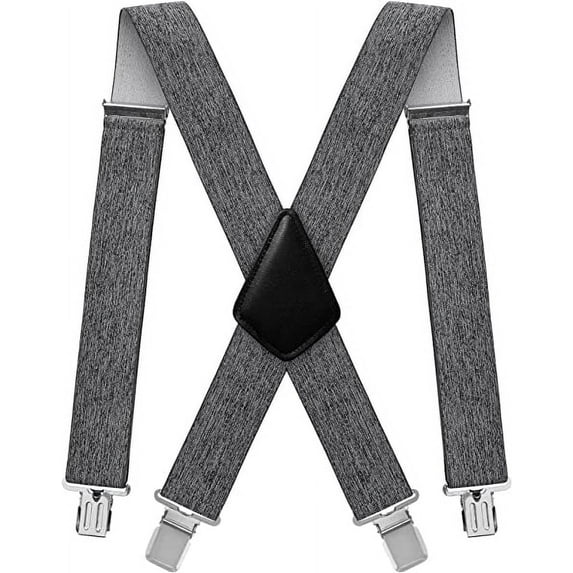 HL Mens Suspenders X-Back 2" Wide Adjustable Solid Straight Heavy Duty Clip Suspenders for Men