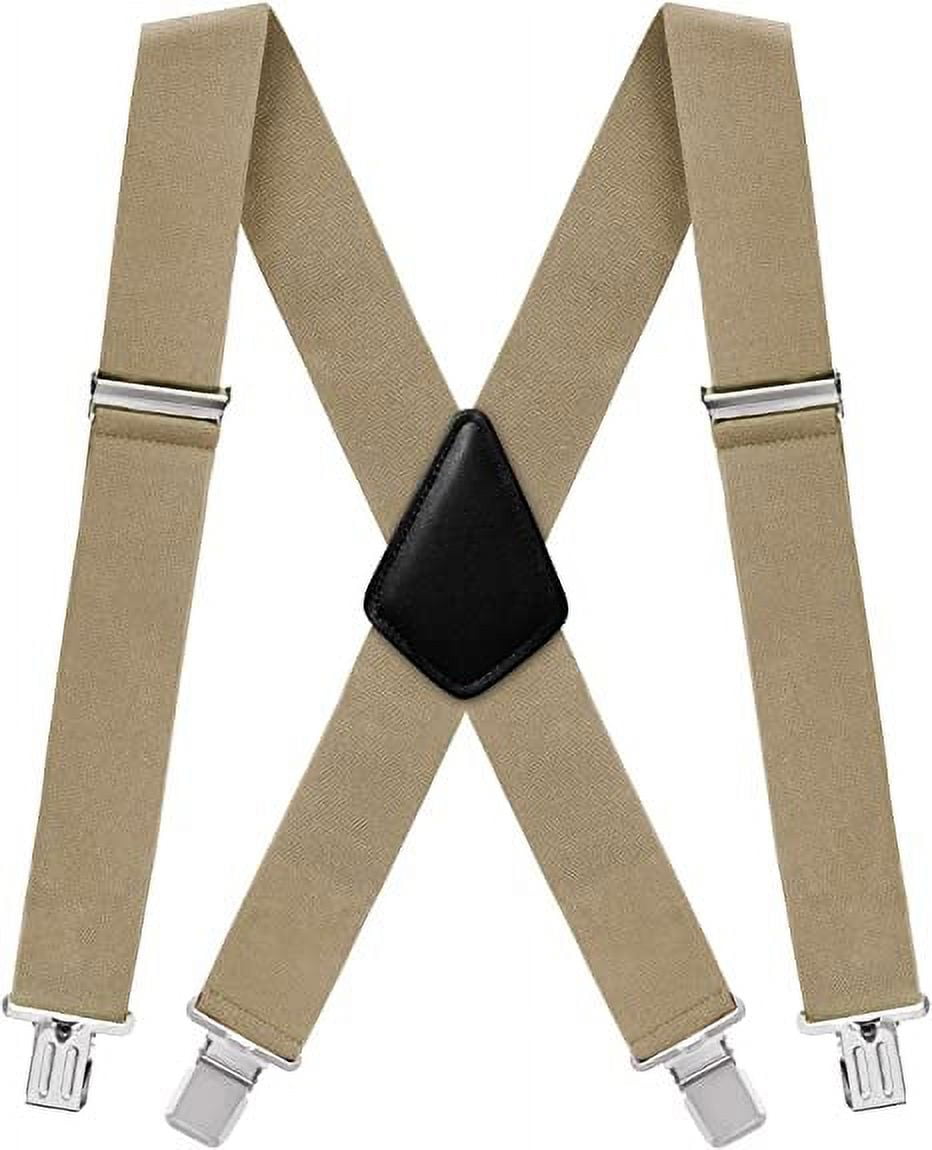 HL Mens Suspenders XBack 2" Wide Adjustable Solid Straight Heavy Duty