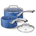 thumbnail image 1 of HLAFRG Kitchen Nonstick Saucepan Set - 1 Qt and 2 Qt Sauce Pan Set with Lid - Multipurpose Pots Set Use for Home Kitchen or Restaurant (Blue Granite), 1 of 5