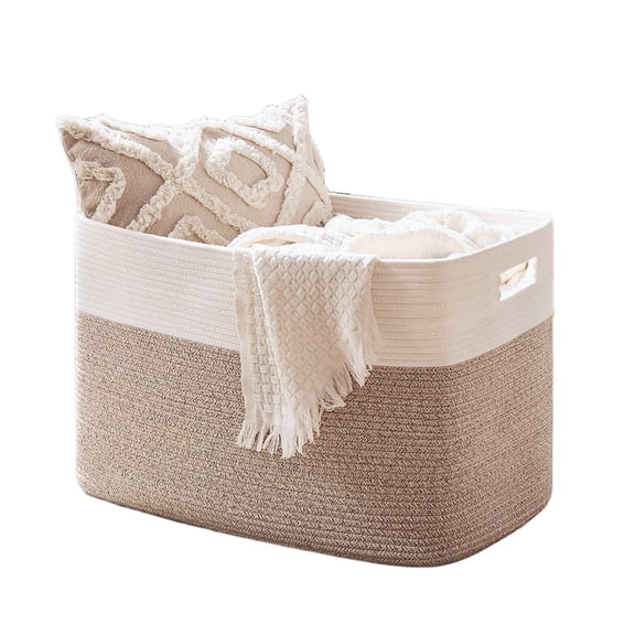 HLAOLA 70L Large Storage Bin with Handles, Decorative Rope Basket for Living Room, Bedroom