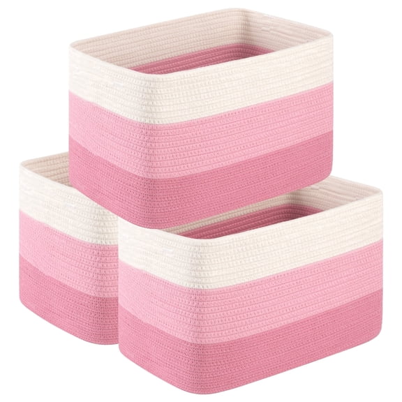 HLAOLA Woven Storage Baskets 3 Packs, 22L Cotton Rope Baskets for Storage, Toys, Towels,Perfect for Living Room & Nursery