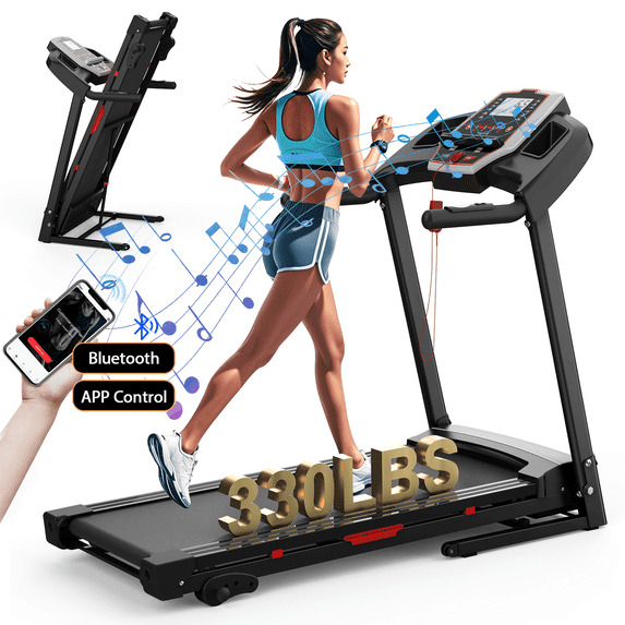 SWERTOY 2.5HP Folding Treadmill With Desk for Home - Slim Compact Running Machine Portable Electric Treadmill Foldable Treadmill Workout Exercise for Small Apartment Home Gym Fitness Jogging Walking