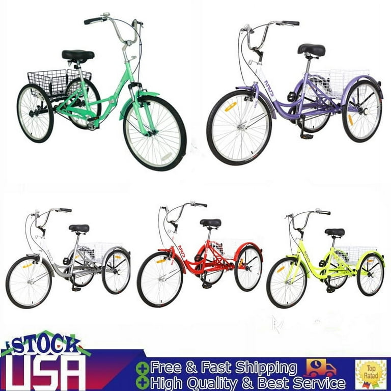 HLAiLL Adult Tricycle 20 24 26 inch Adult Trike 3 Wheel Cruiser