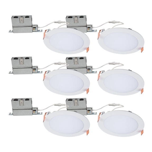 HLB 6 in. Adjustable CCT Canless IC Rated Dimmable Indoor, Outdoor Integrated LED Recessed Light Kit 6-Pack