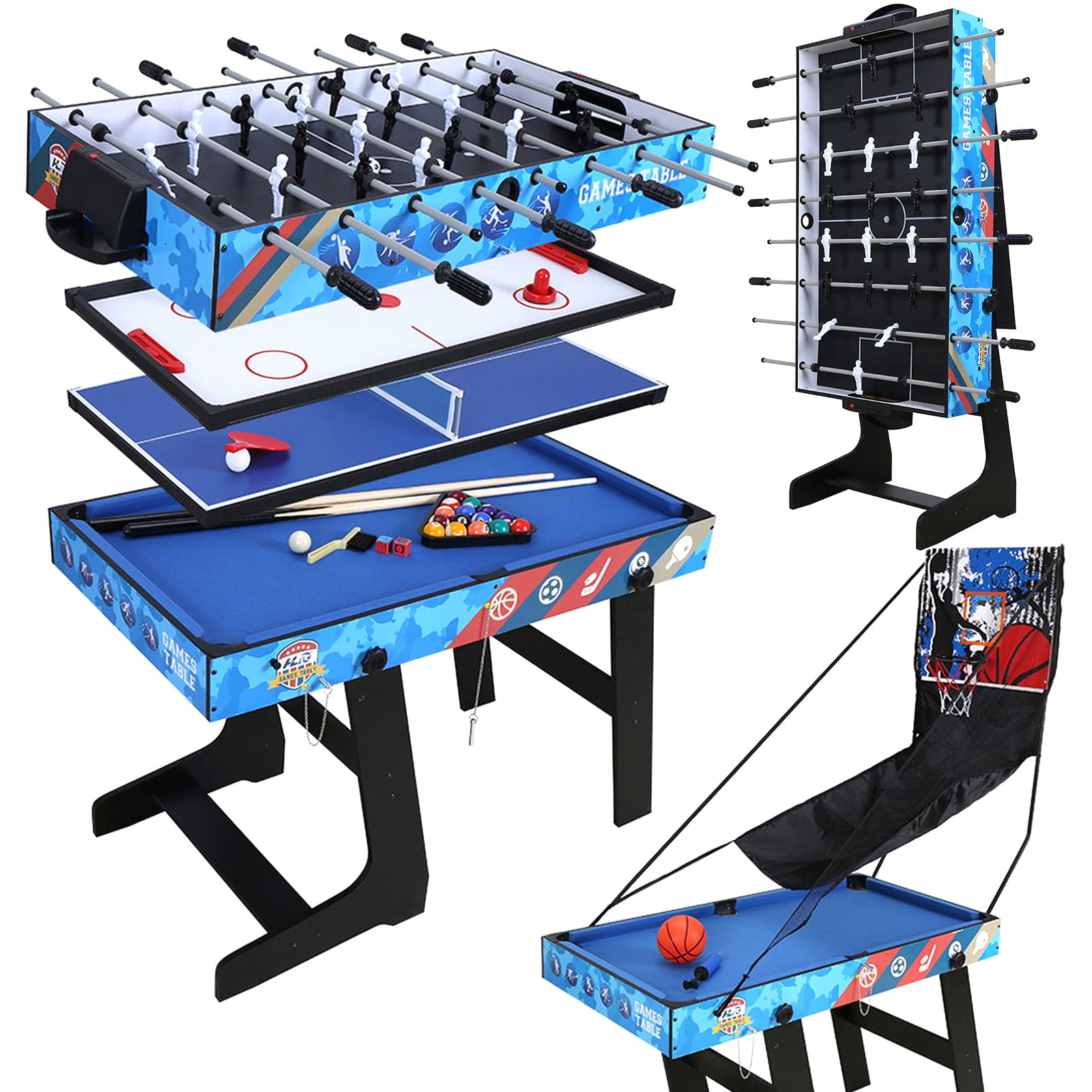 HLC 5in1 Multi Game Table Portable Multi Game Combination Table Set Folding Game Table with