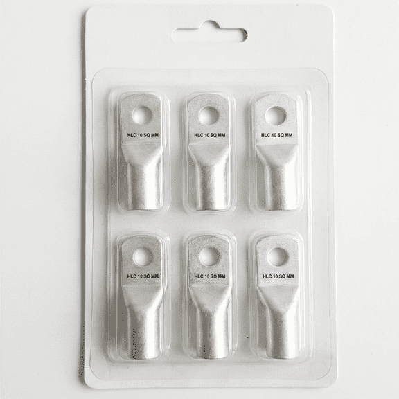 HLC Aluminum Lug | 10 mm Wire Connector | Stud Hole | Heavy Duty Electrical Cable Lug | Crimp Type pack of 6