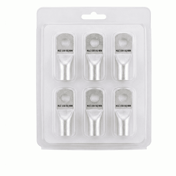 HLC Aluminum Lug | 150 mm Wire Connector | Stud Hole | Heavy Duty Electrical Cable Lug | Crimp Type pack of 6