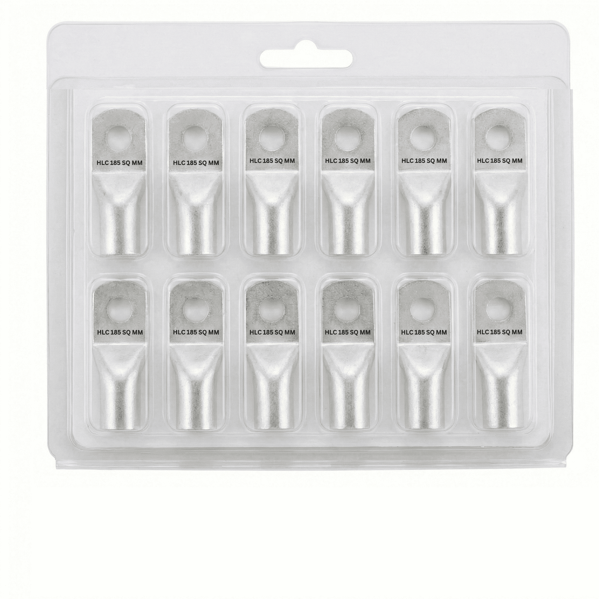 HLC Aluminum Lug | 185 mm² Wire Connector | Stud Hole | Heavy Duty Electrical Cable Lug | Crimp Type pack of 6