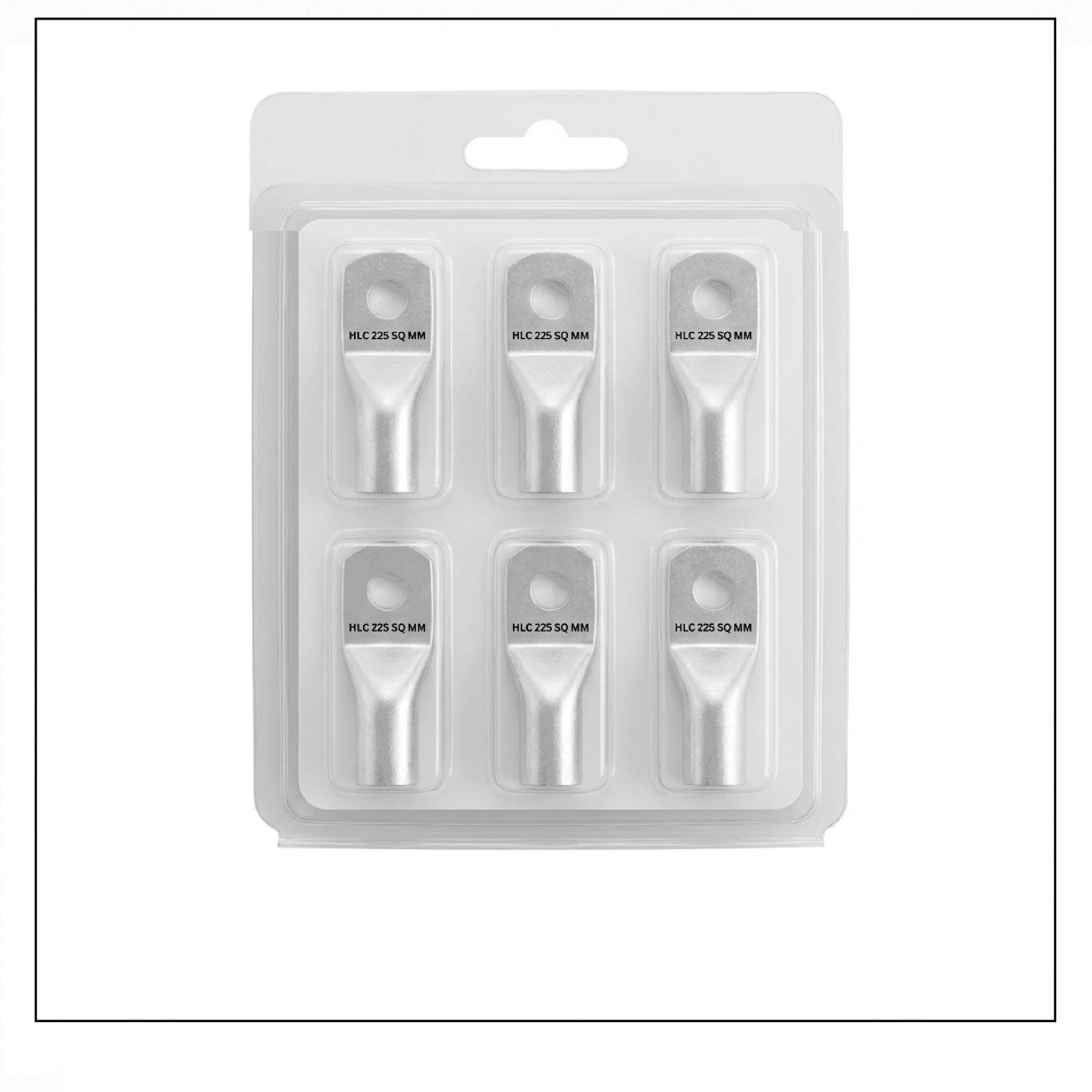 HLC Aluminum Lug | 225 mm² Wire Connector | Stud Hole | Heavy Duty Electrical Cable Lug | Crimp Type pack of 6