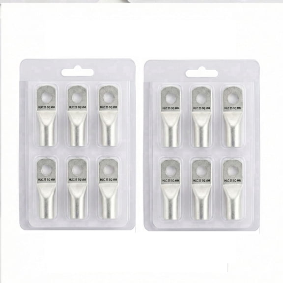 HLC Aluminum Lug | 25 mm Wire Connector | Stud Hole | Heavy Duty Electrical Cable Lug | Crimp Type pack of 6