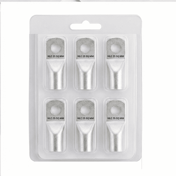 HLC Aluminum Lug | 25 mm Wire Connector | Stud Hole | Heavy Duty Electrical Cable Lug | Crimp Type pack of 6