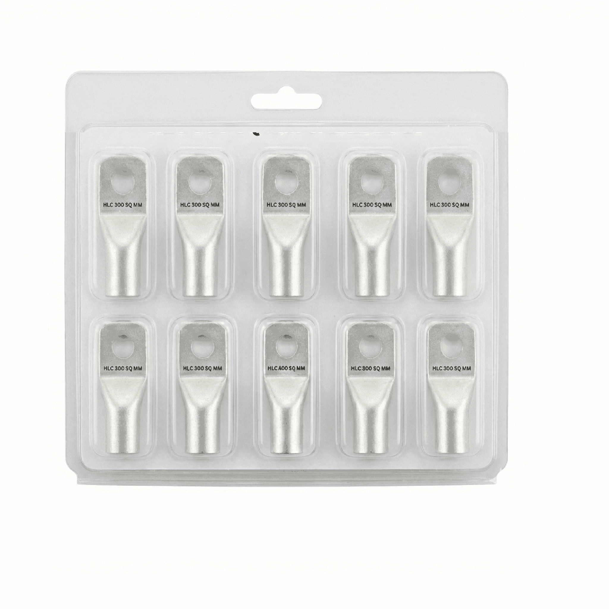 HLC Aluminum Lug | 300 mm² Wire Connector | Stud Hole | Heavy Duty Electrical Cable Lug | Crimp Type pack of 6