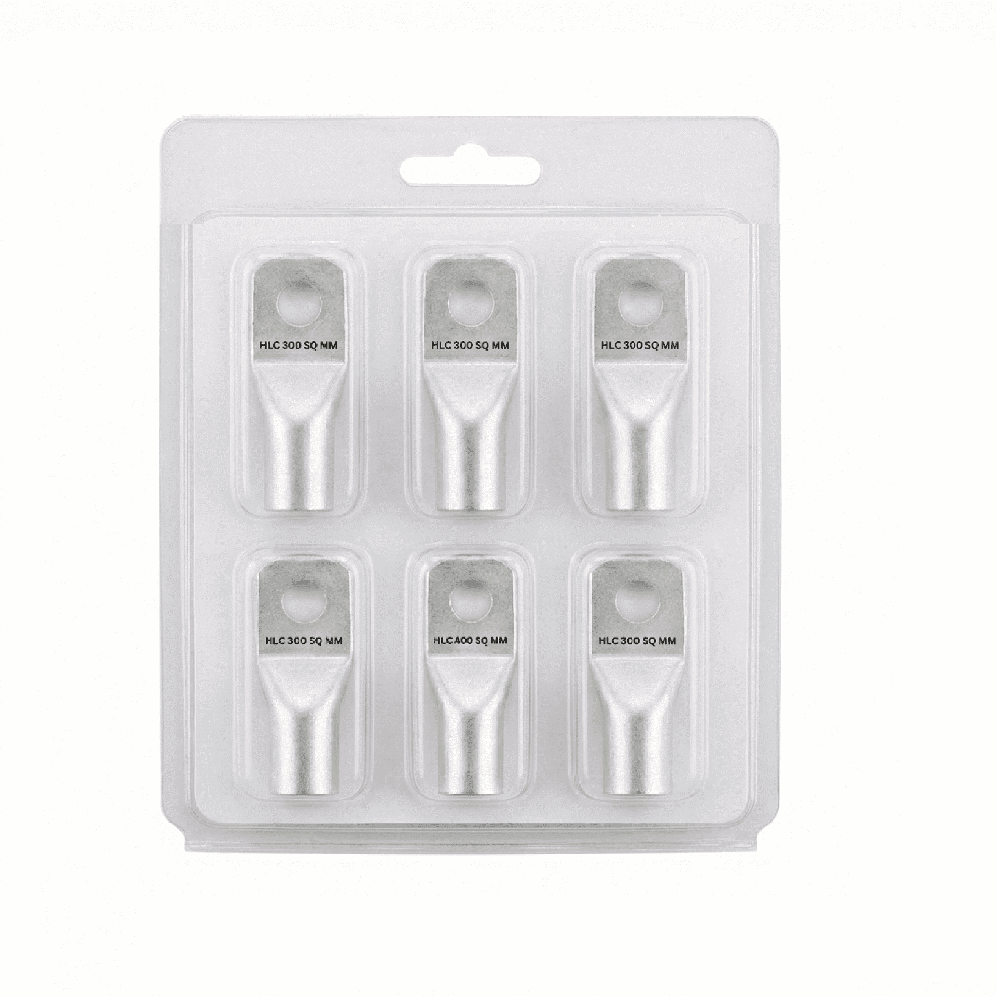 HLC Aluminum Lug | 300 mm² Wire Connector | Stud Hole | Heavy Duty Electrical Cable Lug | Crimp Type pack of 6