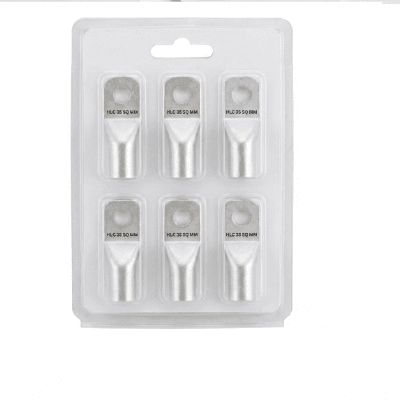 HLC Aluminum Lug | 35 mm² Wire Connector | Stud Hole | Heavy Duty Electrical Cable Lug | Crimp Type pack of 6