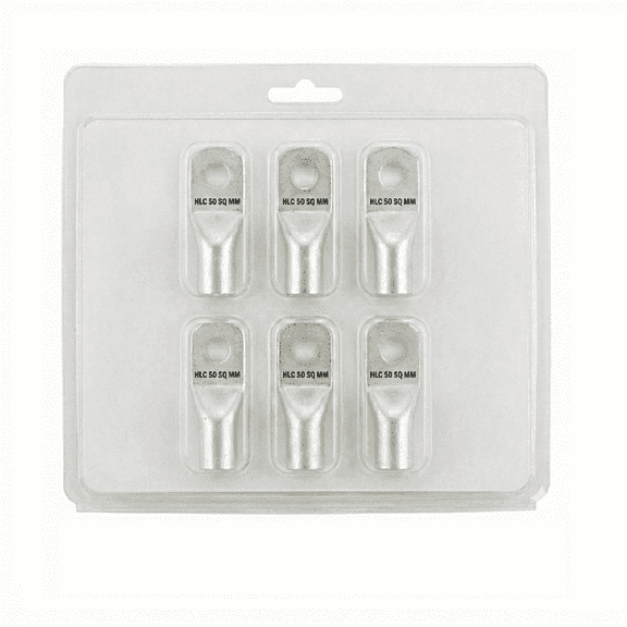 HLC Aluminum Lug | 50 mm Wire Connector | Stud Hole | Heavy Duty Electrical Cable Lug | Crimp Type pack of 6