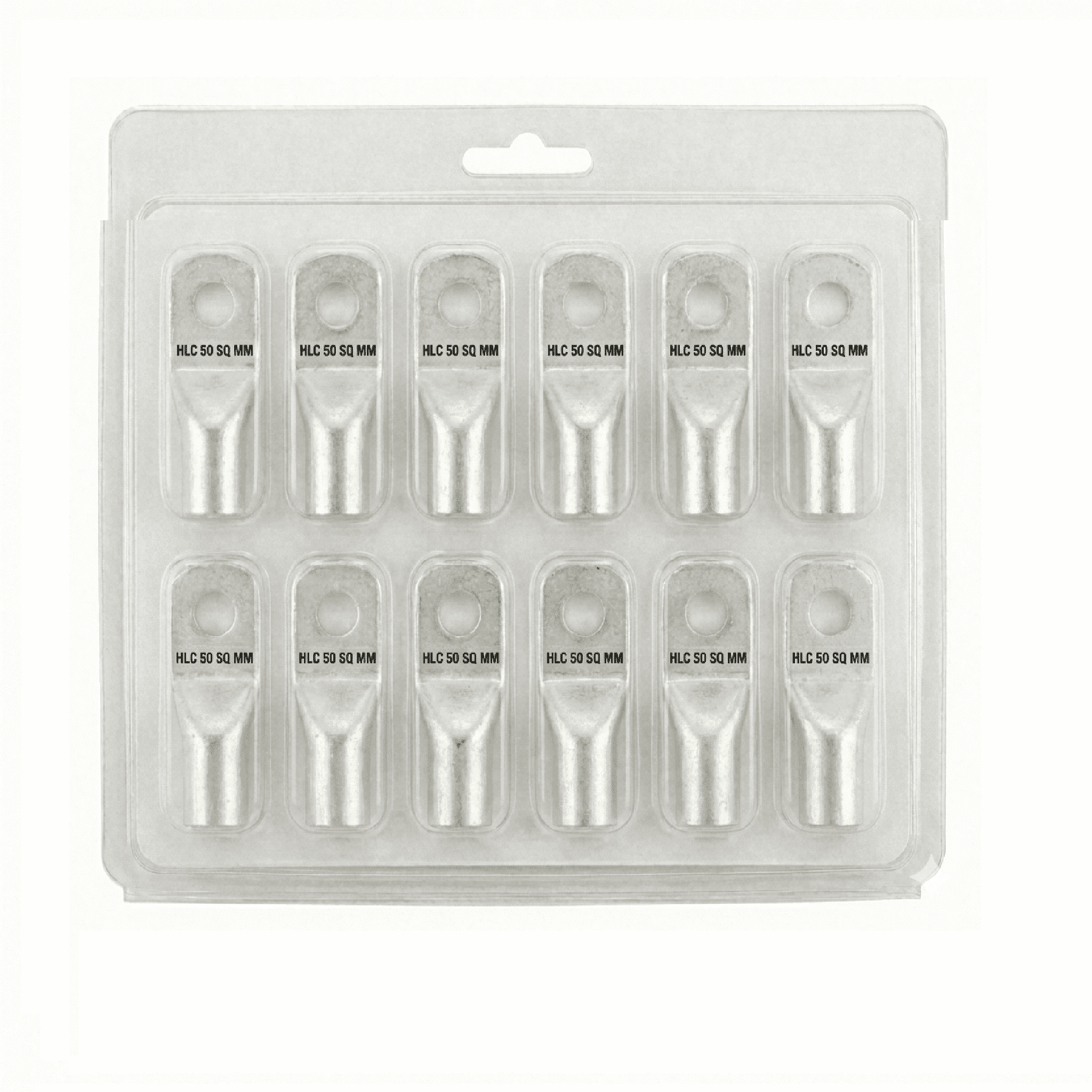 HLC Aluminum Lug | 50 mm² Wire Connector | Stud Hole | Heavy Duty Electrical Cable Lug | Crimp Type pack of 6