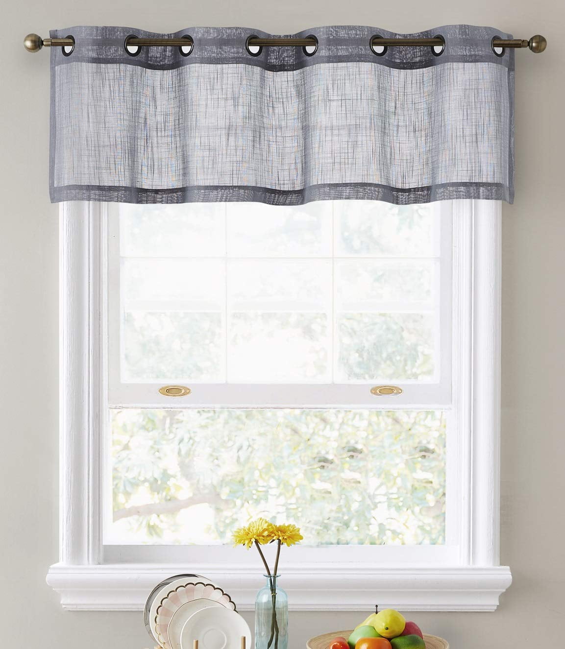 HLC.ME Abbey Faux Linen Textured Semi Sheer Privacy...