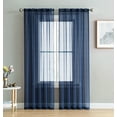 thumbnail image 1 of HLC.ME Navy Blue Sheer Voile Extra Long Window Treatment Rod Pocket Curtain Panels for Bedroom and Living Room (54 x 108 inches Long, Set of 2) 54 W x 108 L Navy Blue, 1 of 6