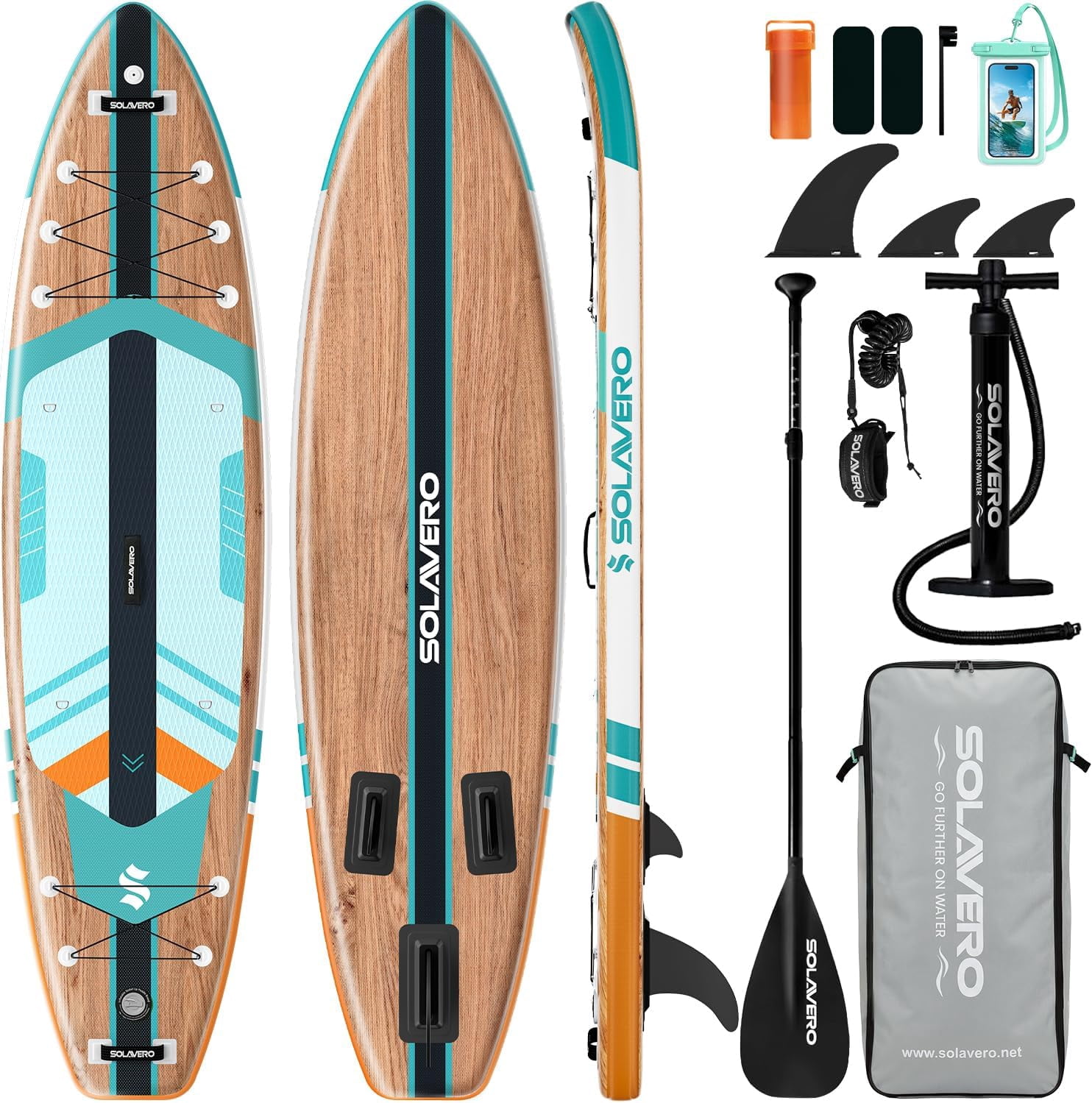 SOLAVERO 11'x35" Inflatable Paddle Stand Up Board with SUP Accessories for Adults, Ultra-Light & Non-Slip Deck Sup Paddle Board